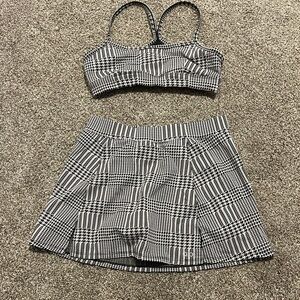 EUC🖤ALO YOGA🤍HOUNDSTOOTH SKIRT SET